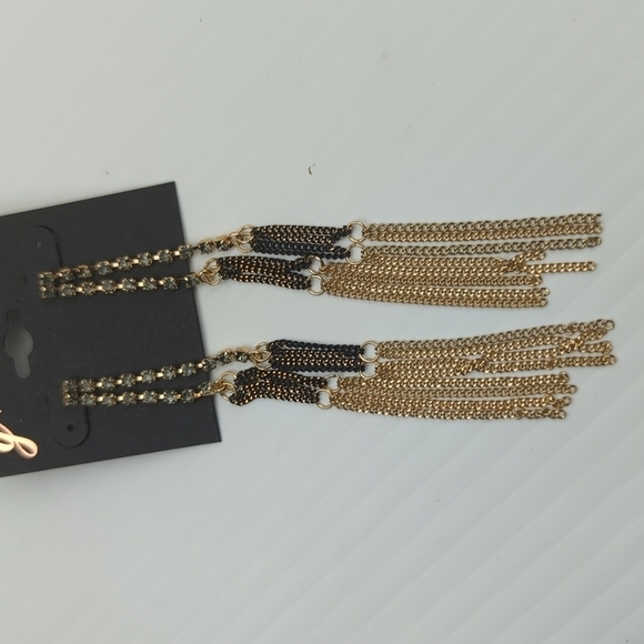 4" long Dangle Earrings Gold Black by Gennaro - Picture 1 of 3